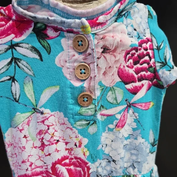 POSH PEANUT Floral Baby Romper with Ruffle Hem. Gently Worn . 0-3 Months - Picture 3 of 7